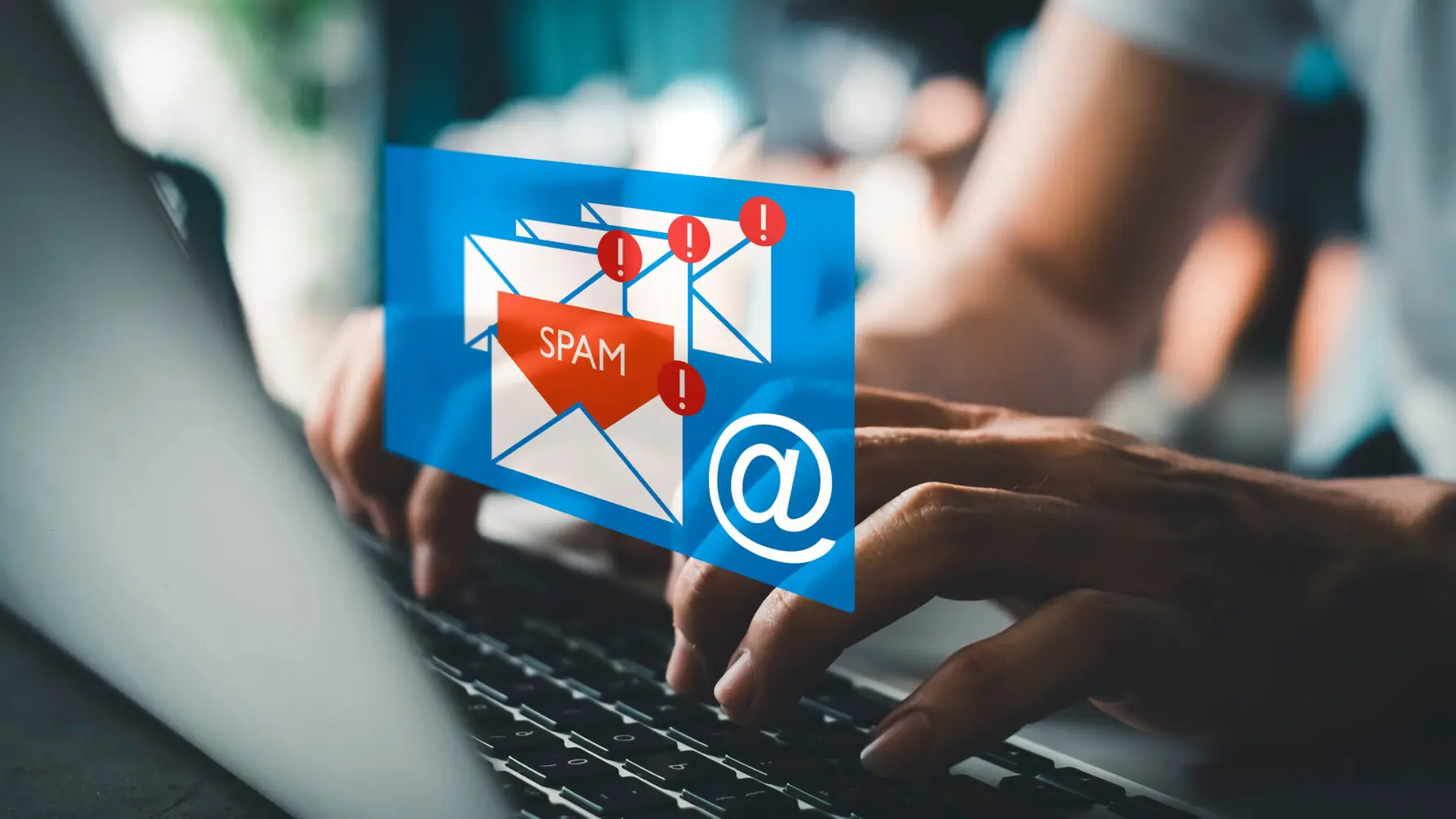 Computer showing spam email message.